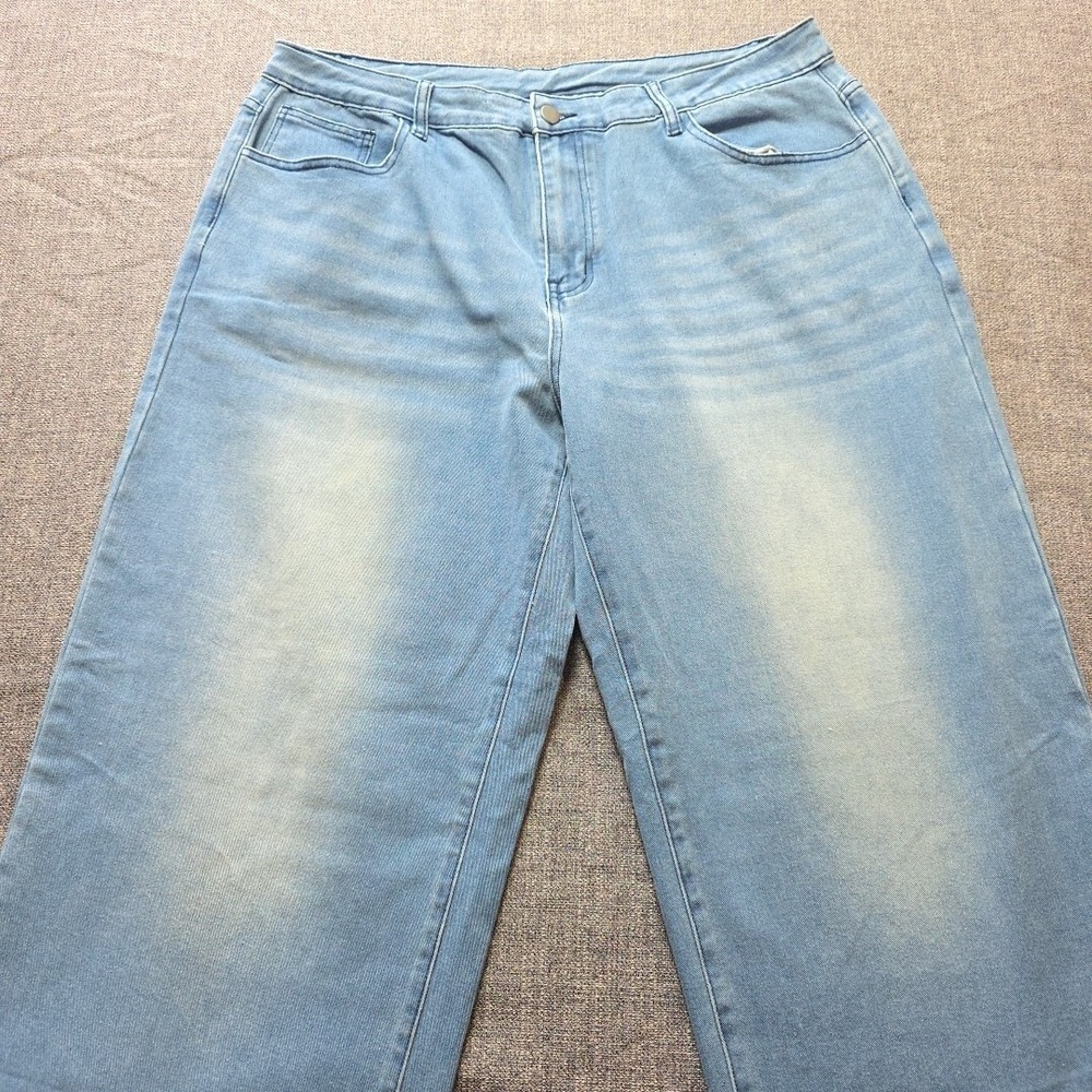 NWT EM Hello Emmiol Jeans Women's Blue Wide Straight Legged Denim 2XL